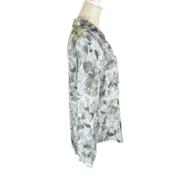 Cloth & Stone Floral Long Sleeve Button Up Women's Medium Gray Tencel Bloomcore - Picture 3 of 7